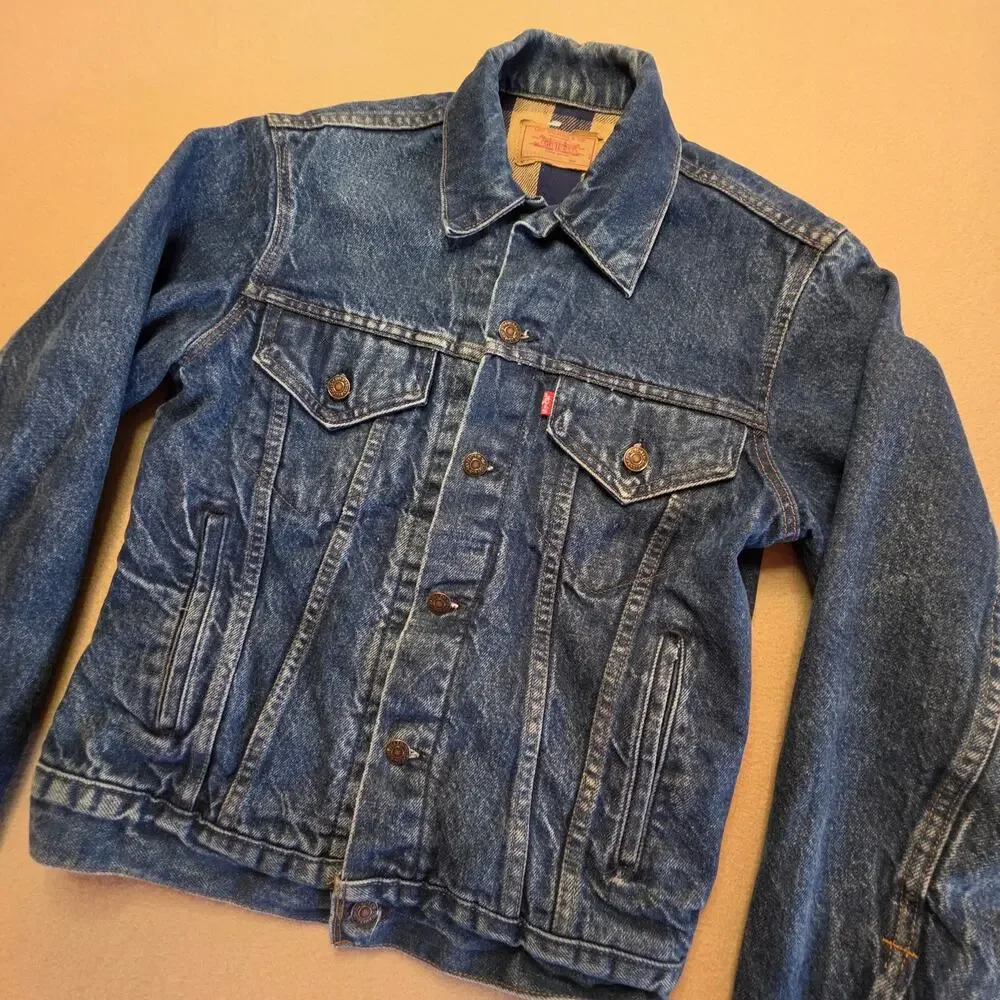 Levi's Vintage 1989 Flannel-Lined Denim Trucker Jacket Sz 36 (XS) USA 70401 0824